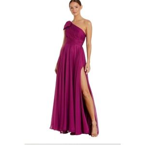 Mac Duggal One-Shoulder Magenta Dress